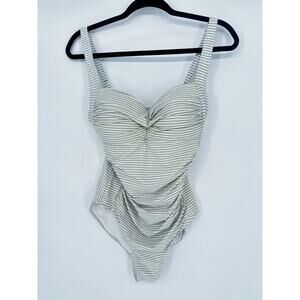 Niptuck Swim Gray Striped One Piece Swimsuit Size 8 Padded Beach Cruise Resort